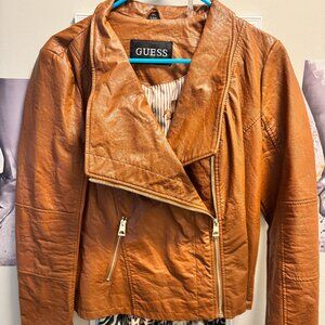 Sexy Tan/Rust XL GUESS Motorcycle Jacket
